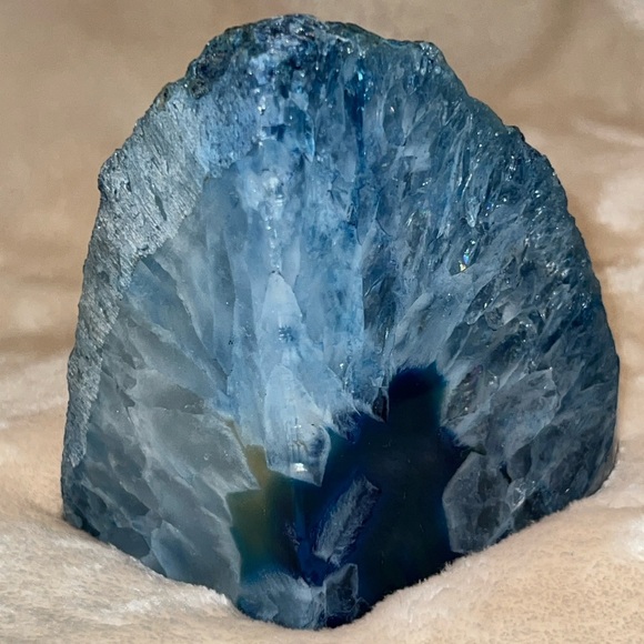 💎 2.8 LB (1.27 kg) GENUINE RAW BLUE AGATE CRYSTAL SLICE WEDGE ROCK GEM STONE - Picture 6 of 14